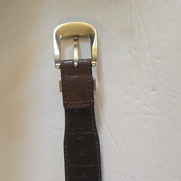 Womens Vintage Silver Buckle Tip Emblem Brown Woven Leather Belt Sz.34 main image 11